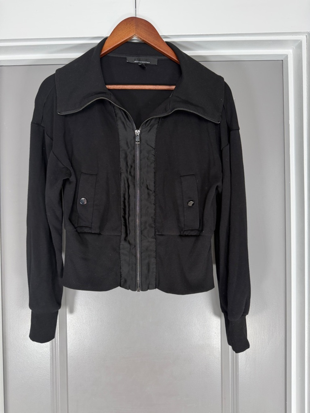 White House Black Market Black Cropped Bomber Jacket